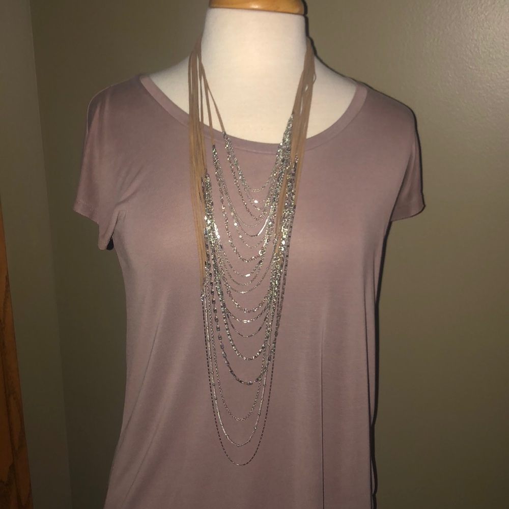 Silver and leather multi-strand necklace